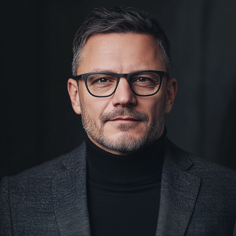 Portrait of Alex Novak, a fictional editorial persona
