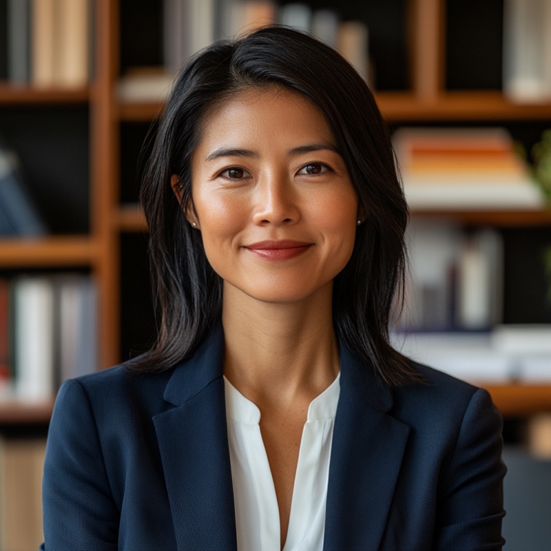 Portrait of Emily Chen, a fictional editorial persona